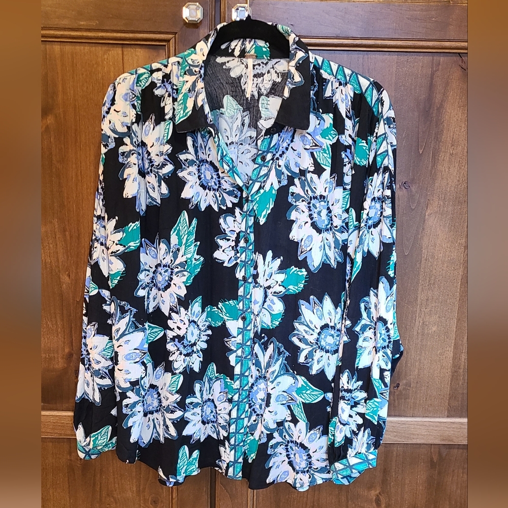 Free People Floral Button Down Blouse